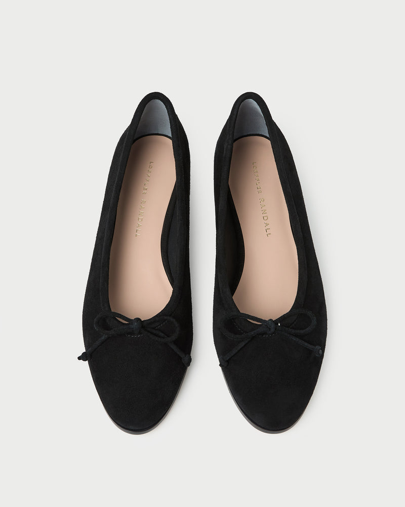 Noelle Black Suede Ballet Flat in black suede.