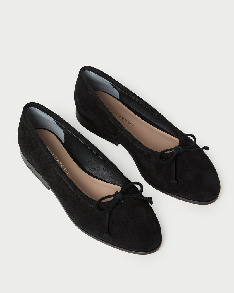 Noelle Black Suede Ballet Flat in black suede.