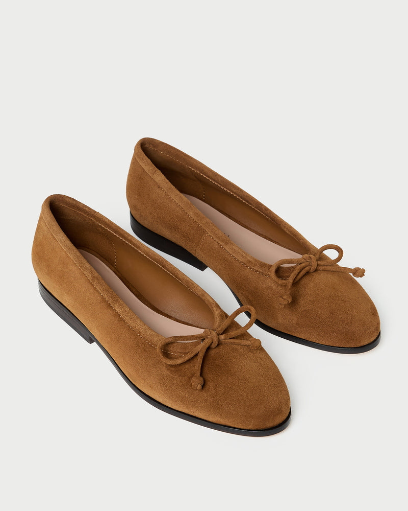 Noelle Cacao Suede Ballet Flat in cacao brown suede.