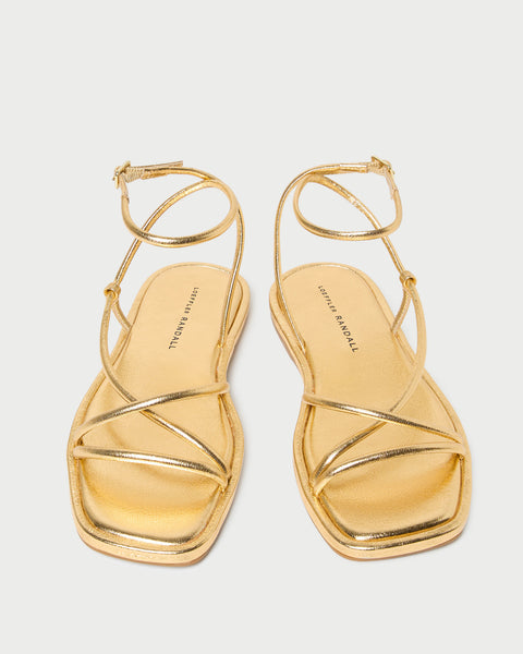 Noor Gold Leather Flat Sandal