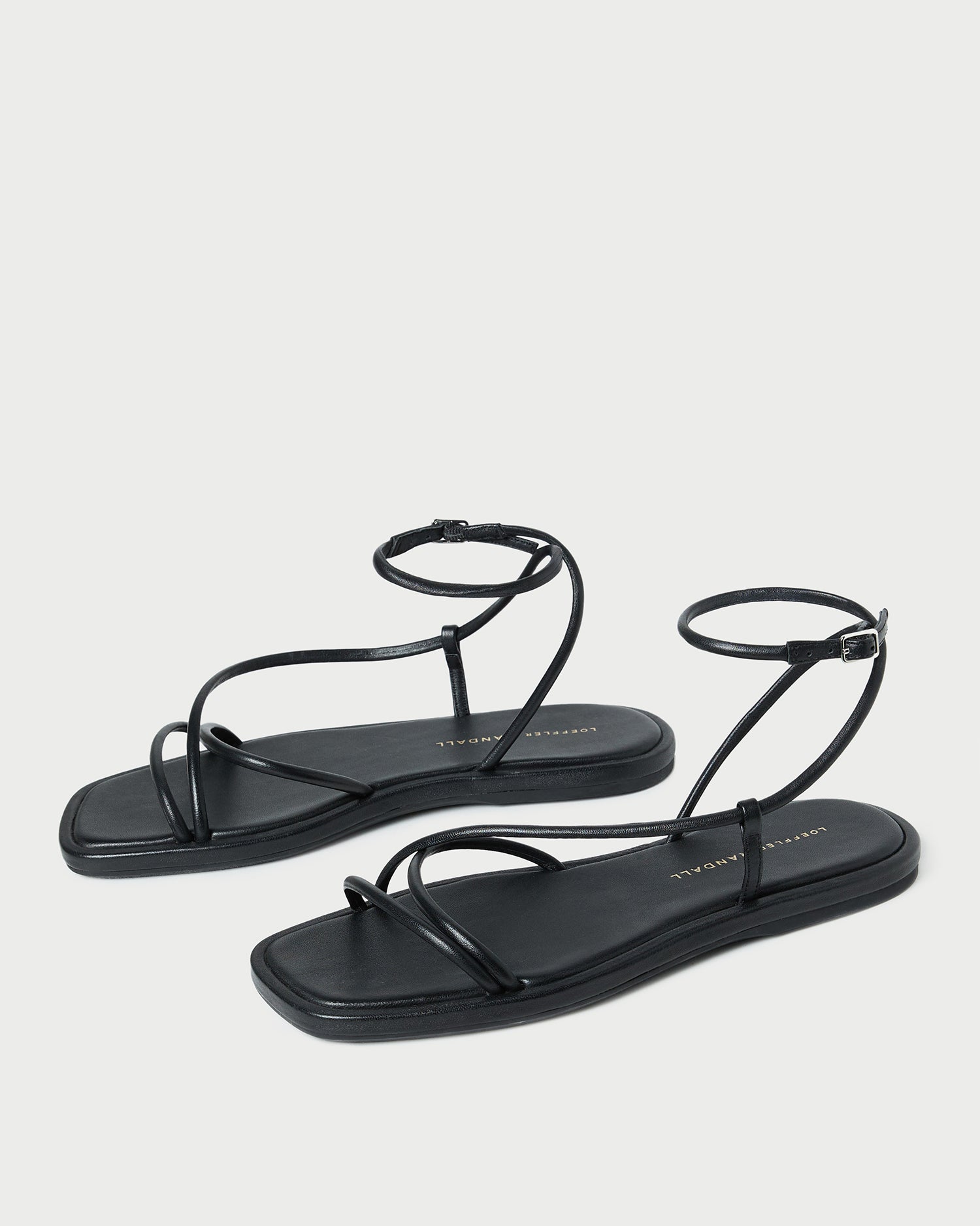 Noor Black Leather Flat Sandal Noor Black Leather Flat Sandal