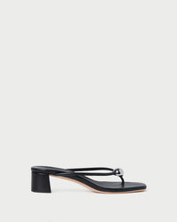 Odessa Black Leather Heeled Sandal
