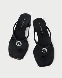 Odessa Black Leather Heeled Sandal