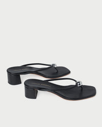 Odessa Black Leather Heeled Sandal