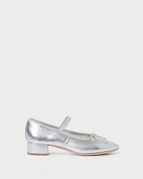 Odile Silver Leather Ballet Pump | Pumps | Footwear