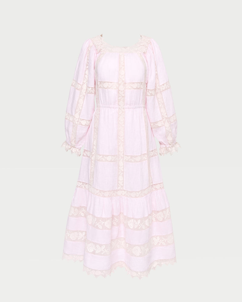 Perrin Dress in pale pink fabric.