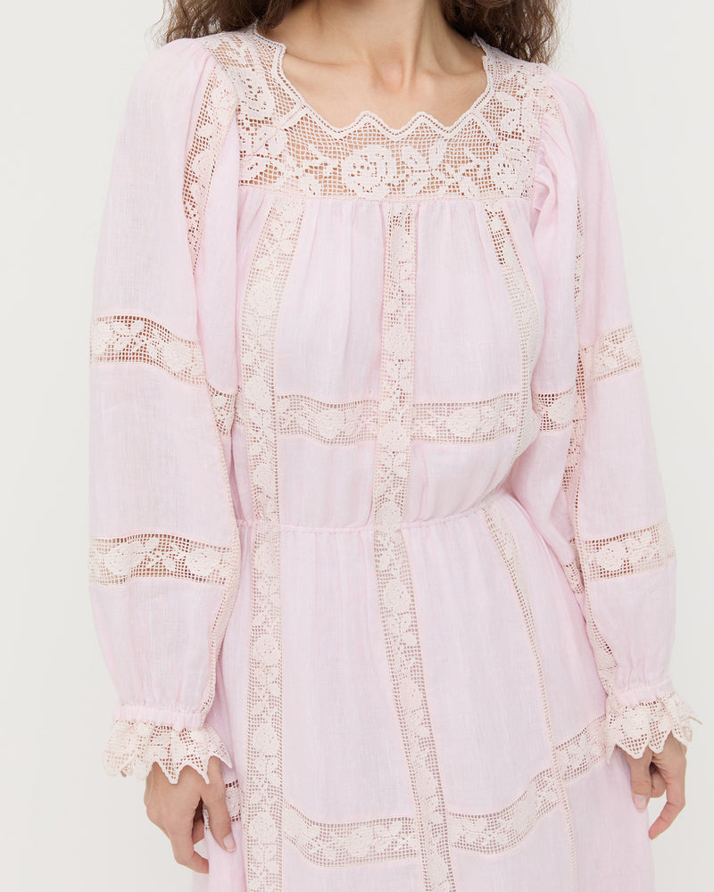 Perrin Dress in pale pink fabric.
