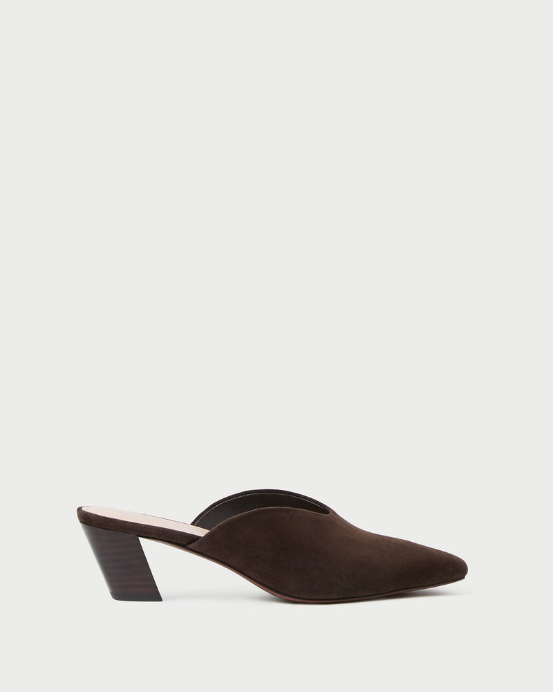 Perry Brown Suede Mule in brown suede.
