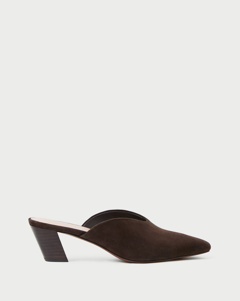 Perry Brown Suede Mule in brown suede.