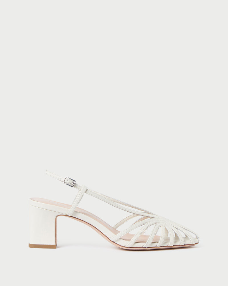 Priscilla Cream Heeled Sandal in cream leather