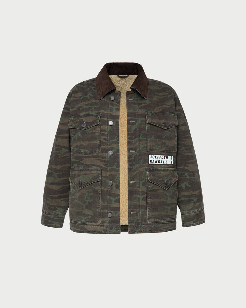 Quincy Jacket in dark camo denim.