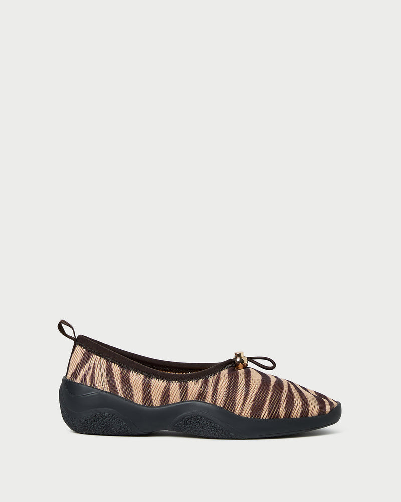 Raina Zebra Mesh Flat in zebra print mesh.