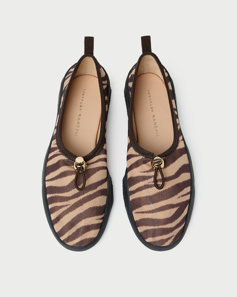 Raina Zebra Mesh Flat in zebra print mesh.