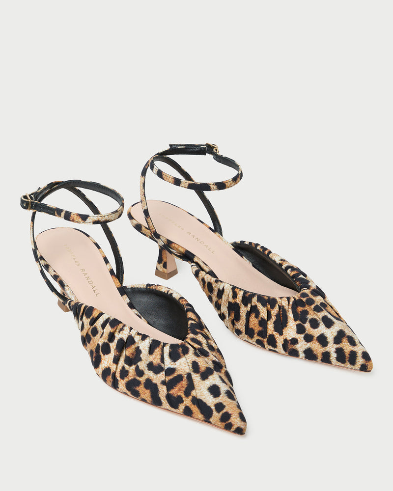 Rio Leopard Jersey Kitten Heel in leopard jersey material.