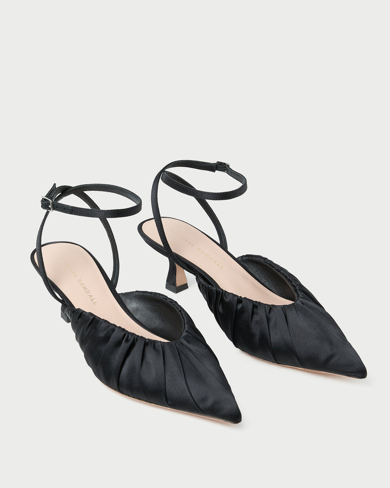 Rio Black Satin Kitten Heel in black satin.