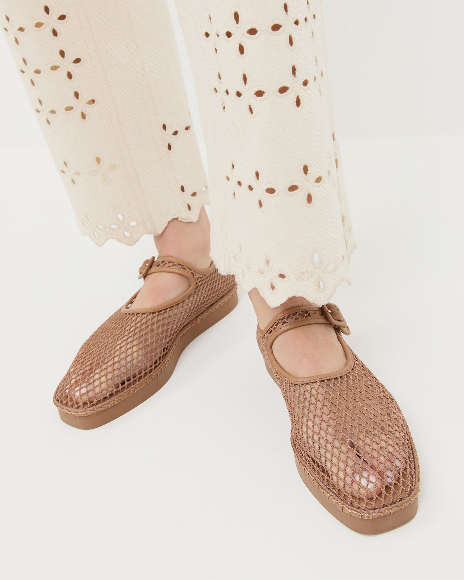 Rita Brown Netted Mary Jane | Flats | Footwear
