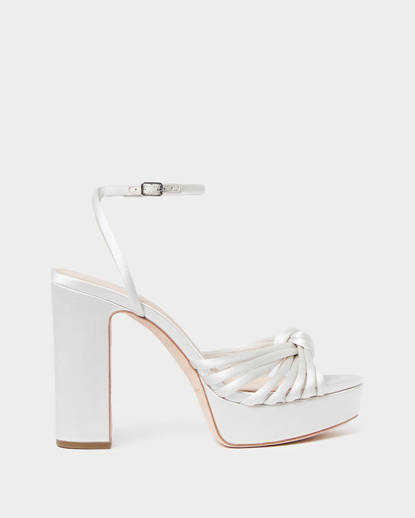 Rivka Cream Knot Platform Sandal in cream satin