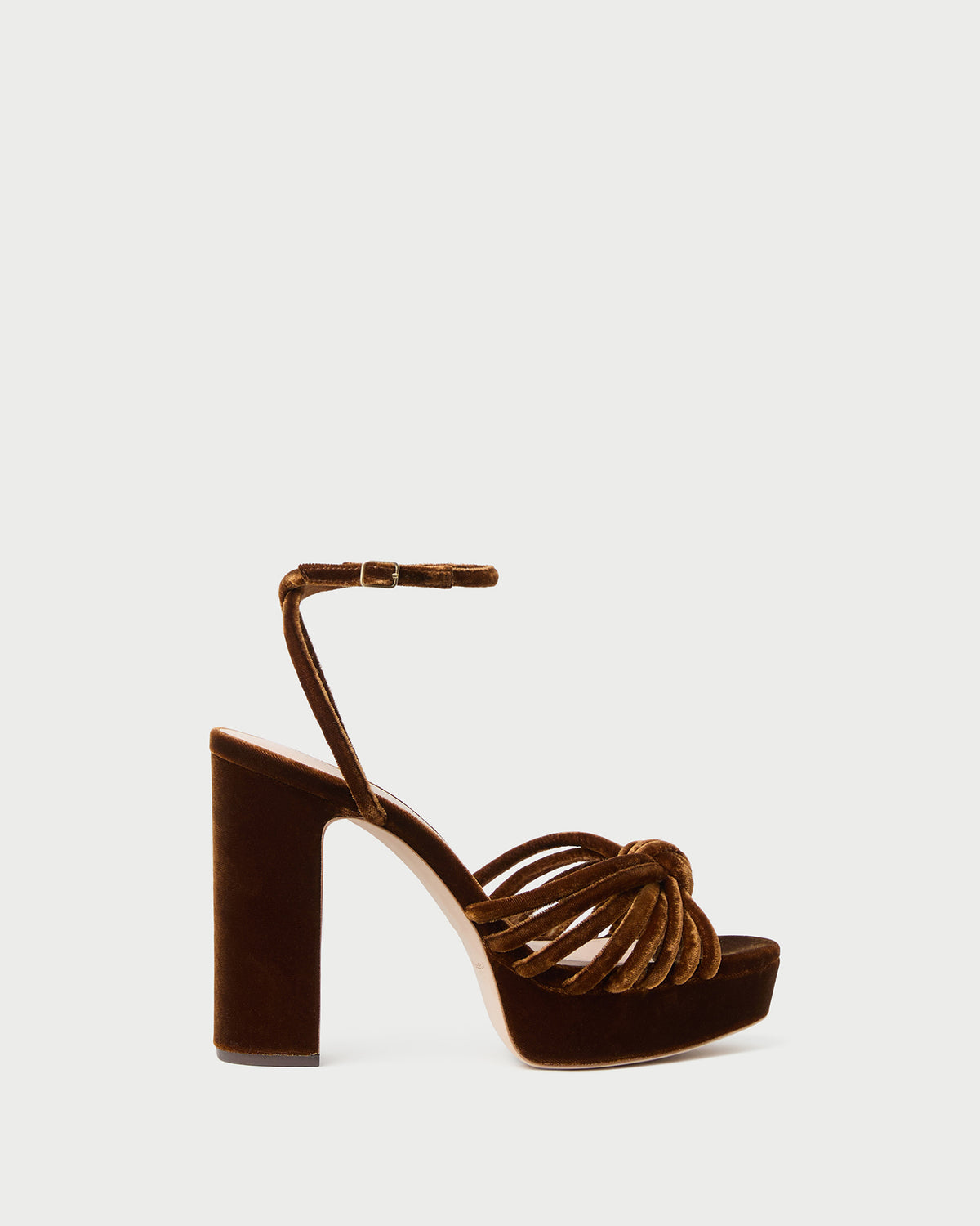 Rivka Brown Velvet Platform Sandal in dark brown velvet.