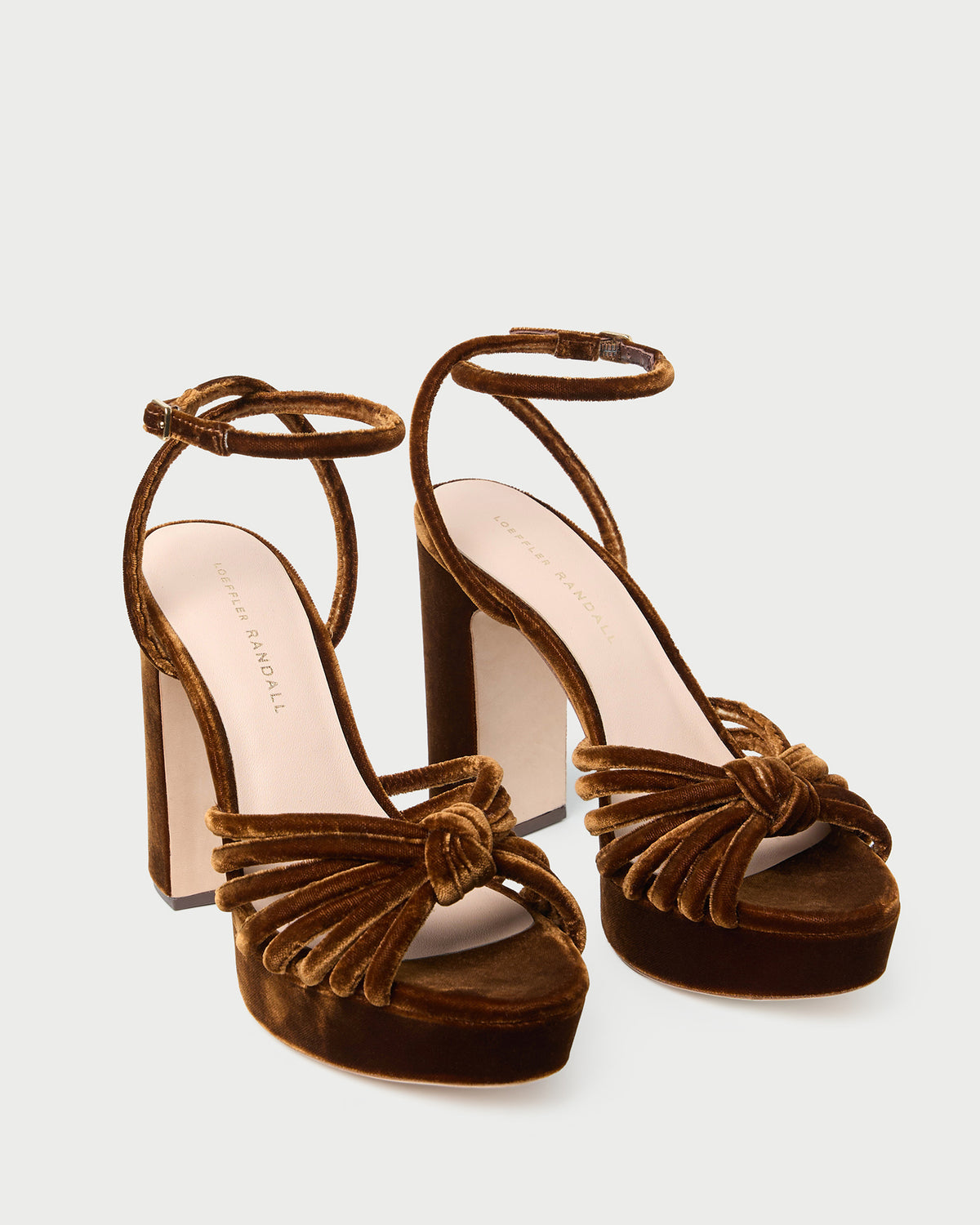 Rivka Brown Velvet Platform Sandal in dark brown velvet.