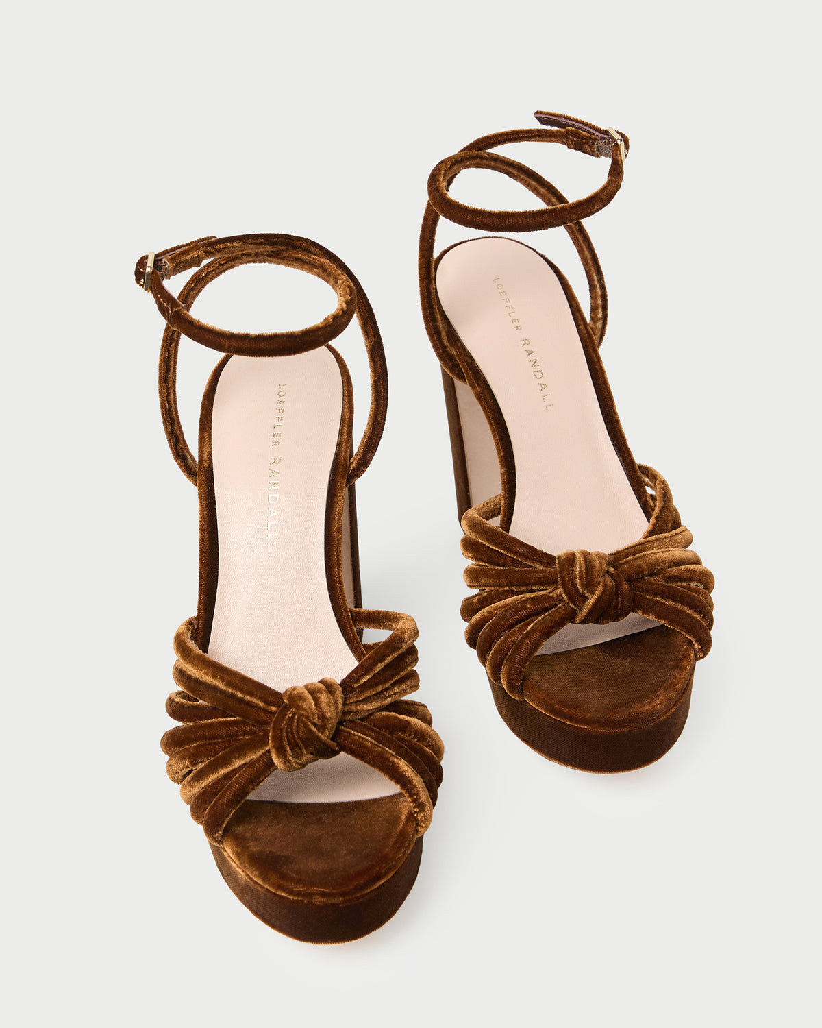 Rivka Brown Velvet Platform Sandal in dark brown velvet.