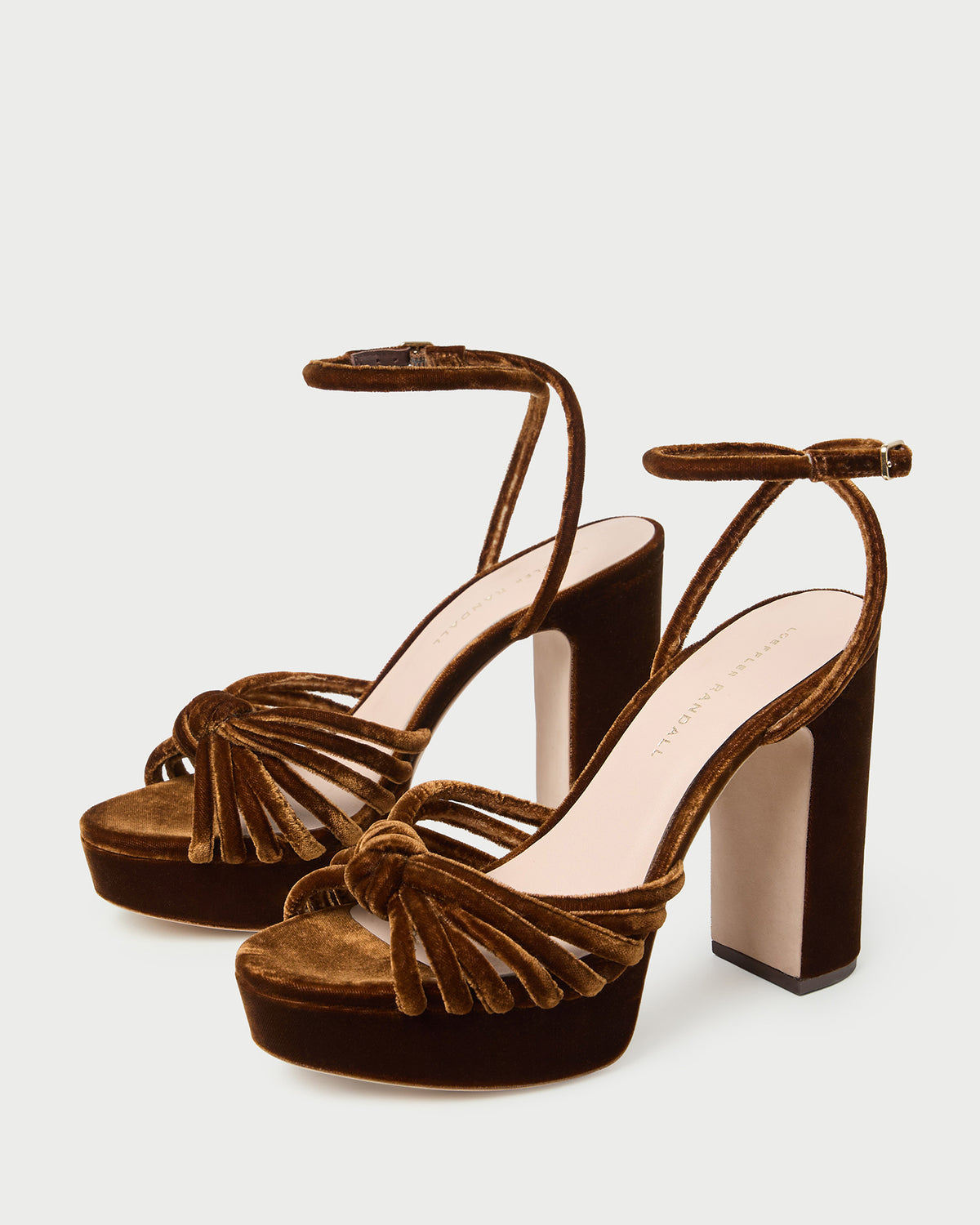 Rivka Brown Velvet Platform Sandal in dark brown velvet.