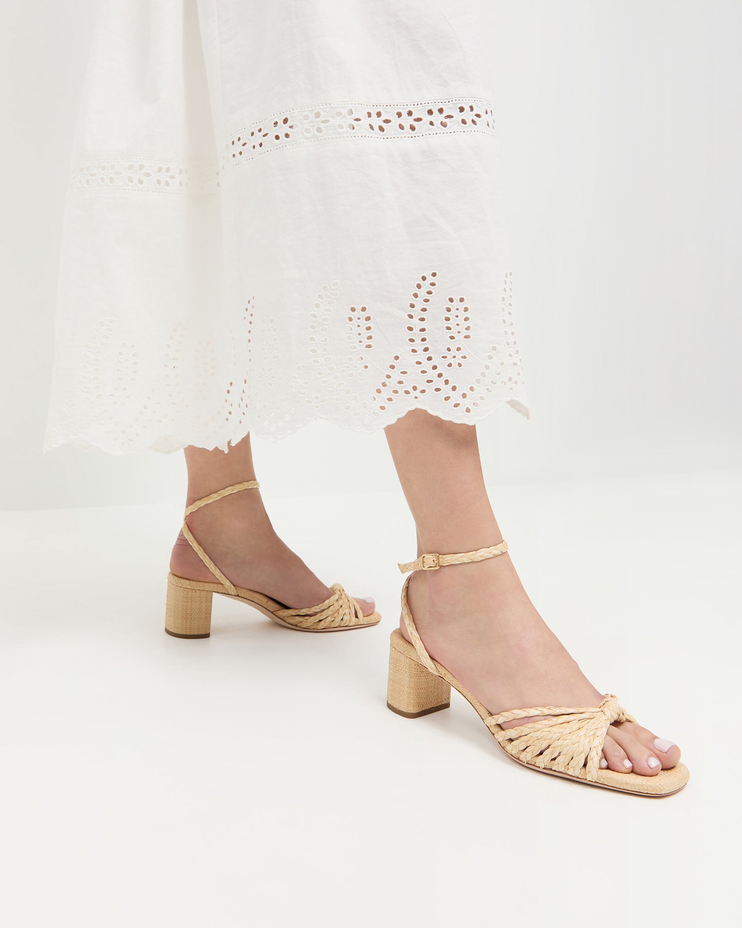 Riya Natural Knot Mid-Heel Sandal Heeled Sandals Footwear