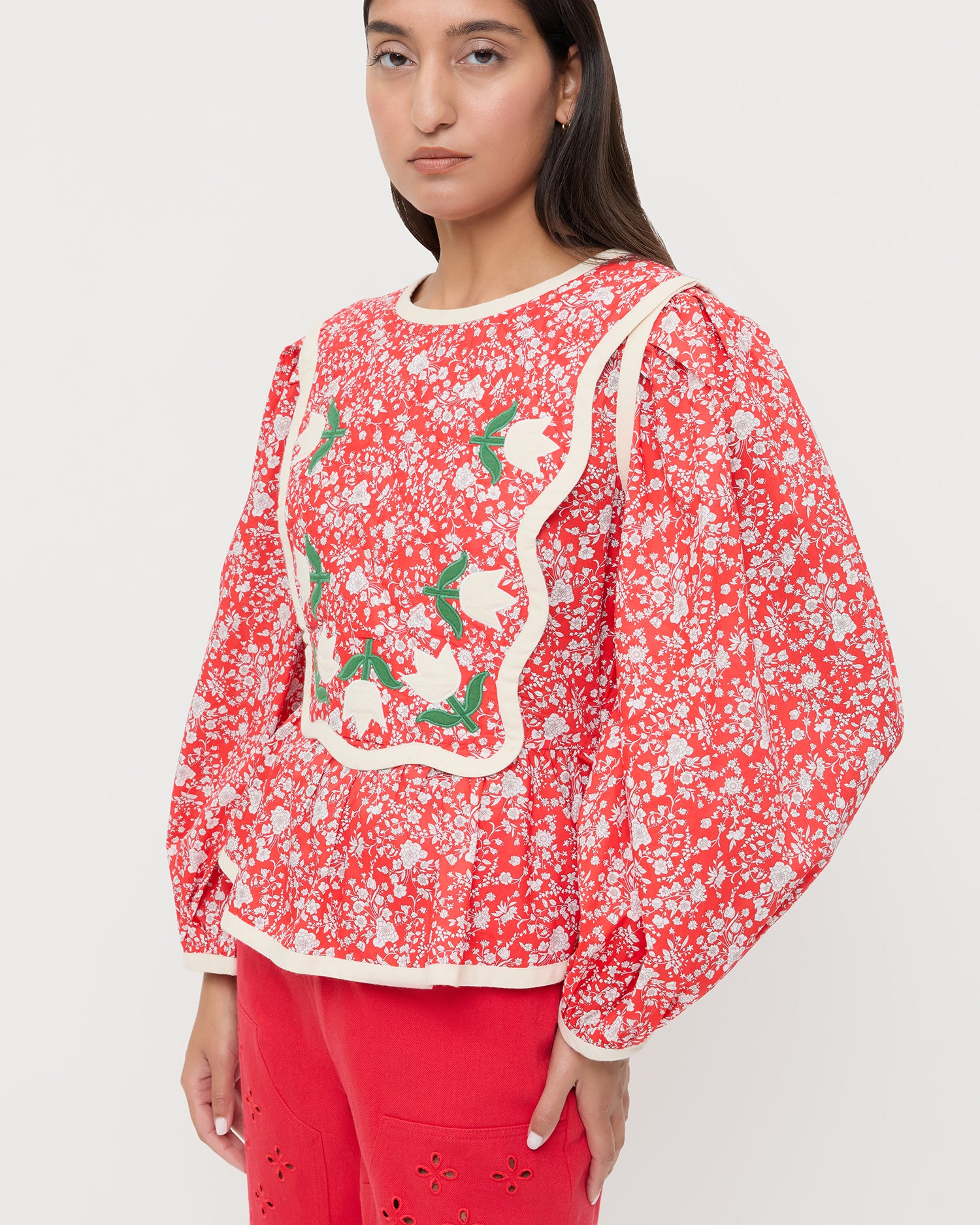 Rosa Red Cream Floral Top | Tops | Apparel