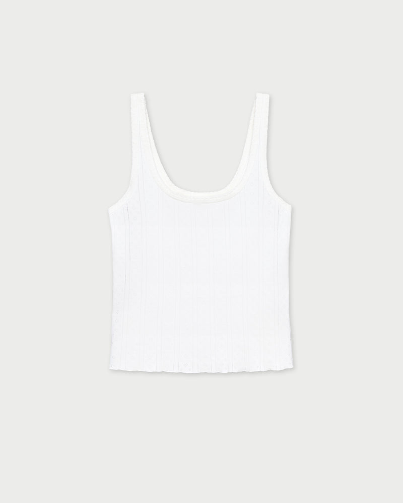 Rylee Pointelle Tank Top in white pointelle fabric.