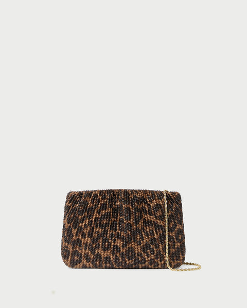 Serena Leopard Woven Clutch | Clutches | Handbags