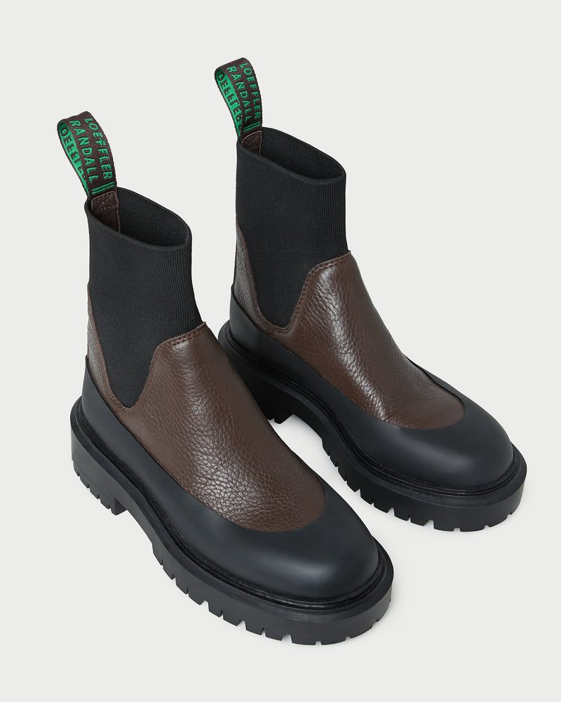 Suri Brown Leather Weather Boot in brown leather.