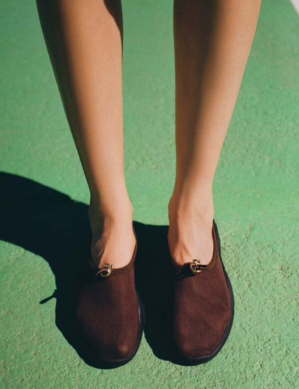 Raina Dark Brown Mesh Flat - Loeffler Randall