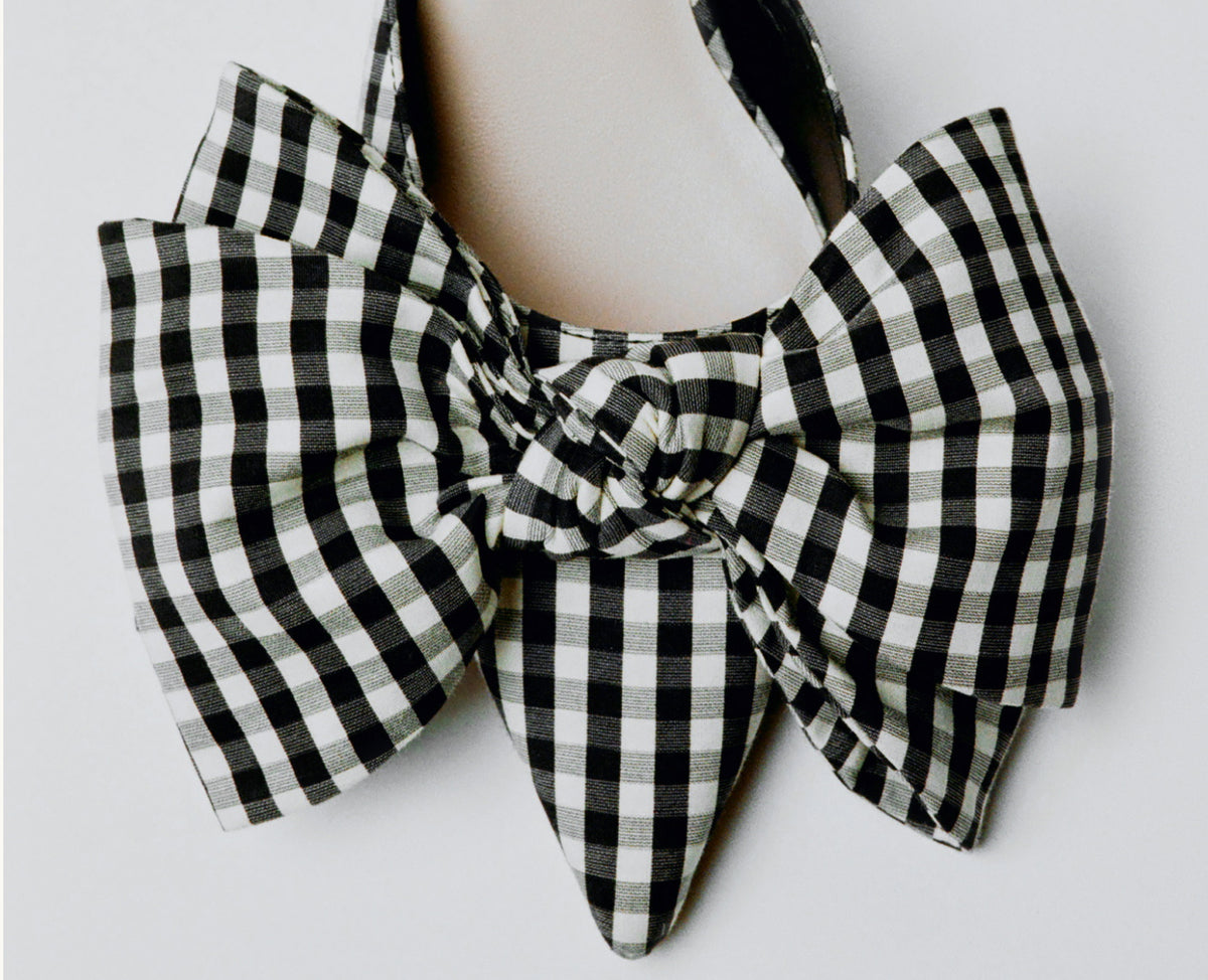 Margot Black/White Gingham Bow Mule - Loeffler Randall