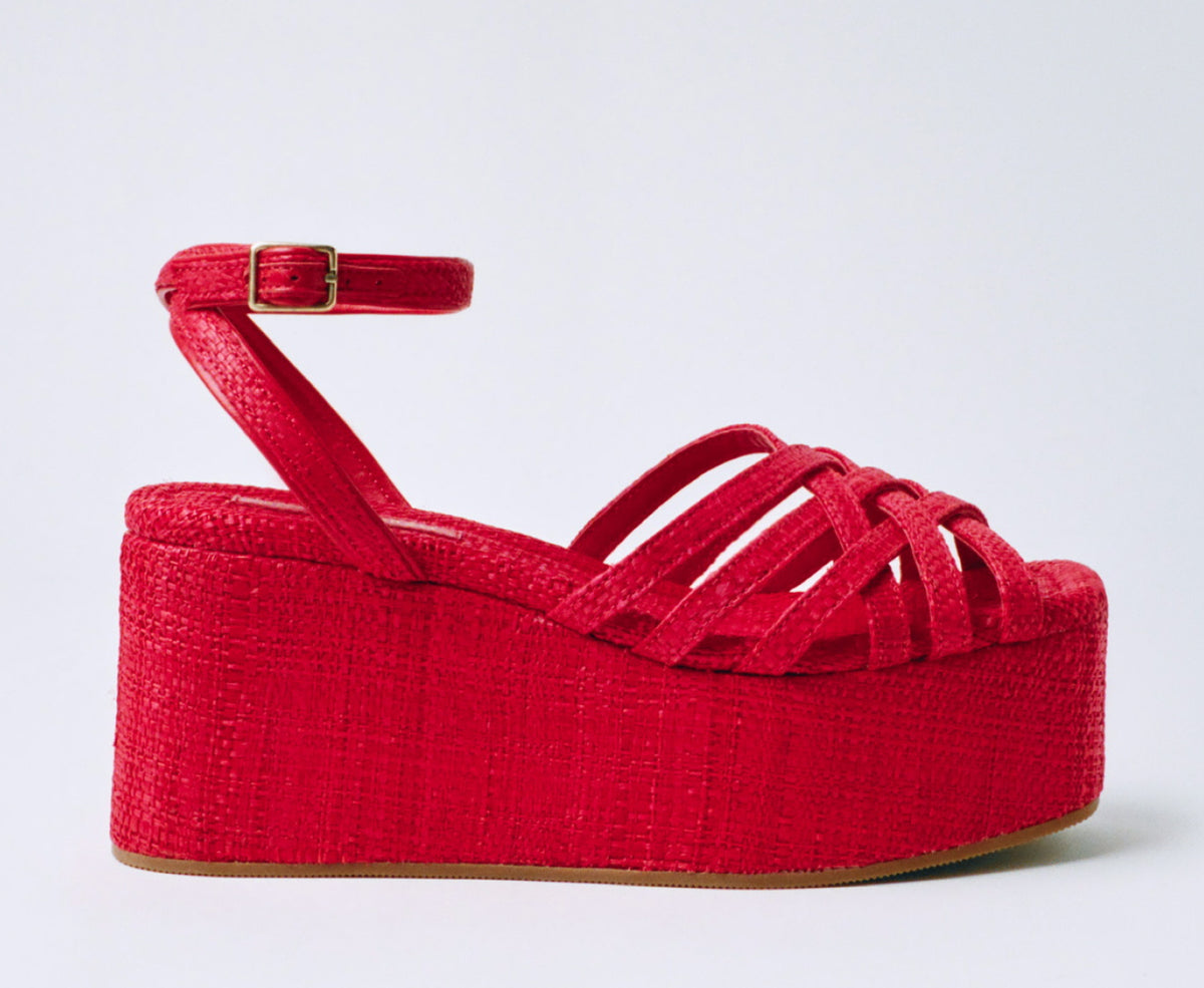 Channing Red Raffia Platform Sandal - Loeffler Randall