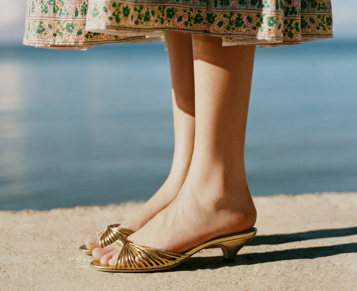 Dixie Gold Leather Kitten Heel - Loeffler Randall