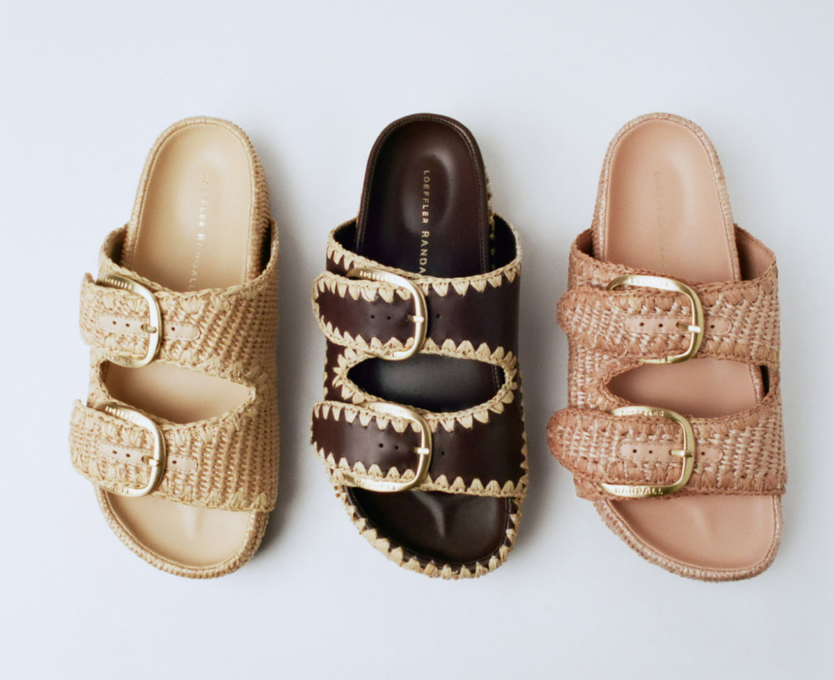 Nico Natural Two-Band Sandal, Nico Chocolate/Natural Two-Band Sandal, and Nico Blush Two-Band Sandal - Loeffler Randall