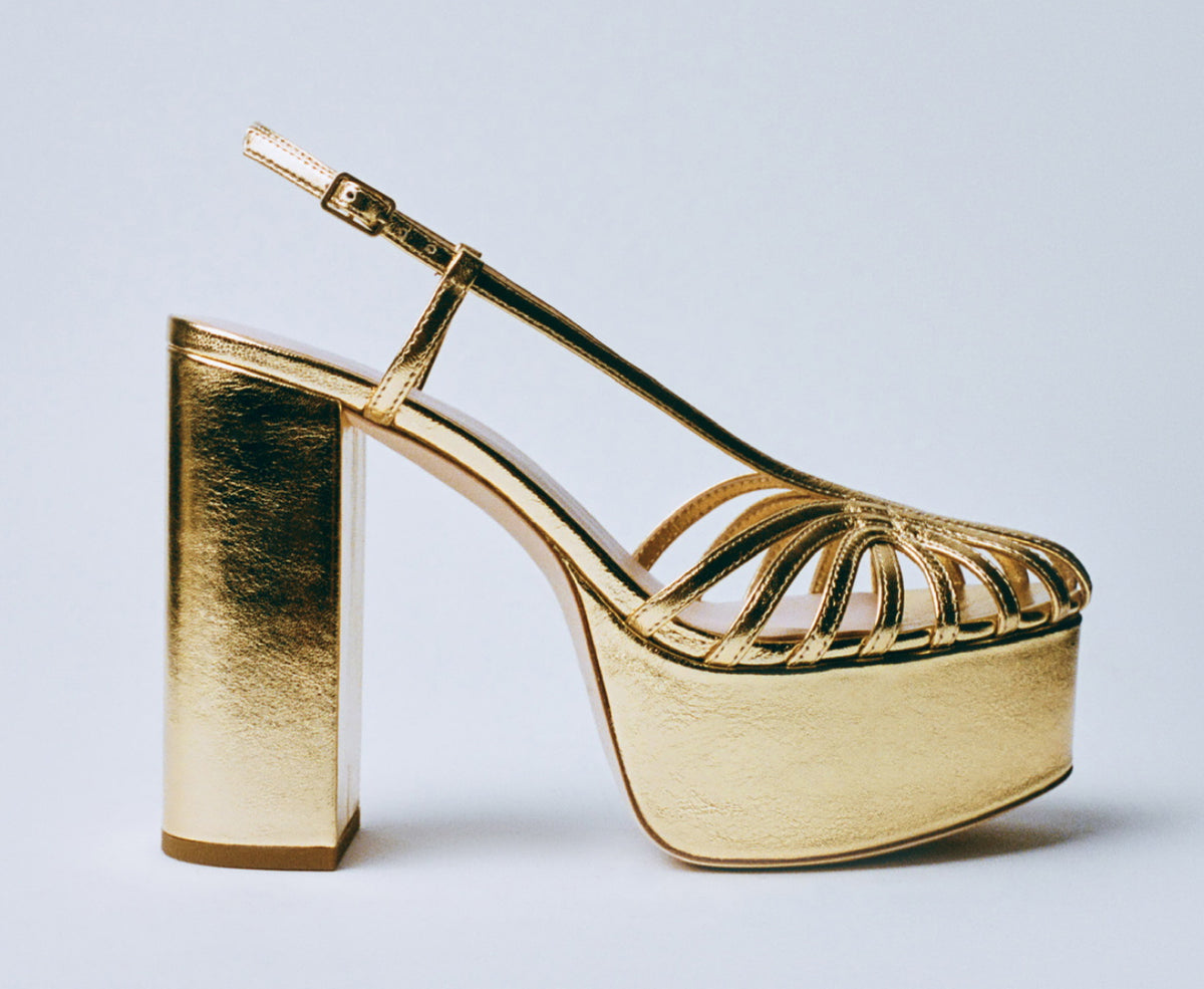 Isabella Gold Leather Platform Sandal - Loeffler Randall