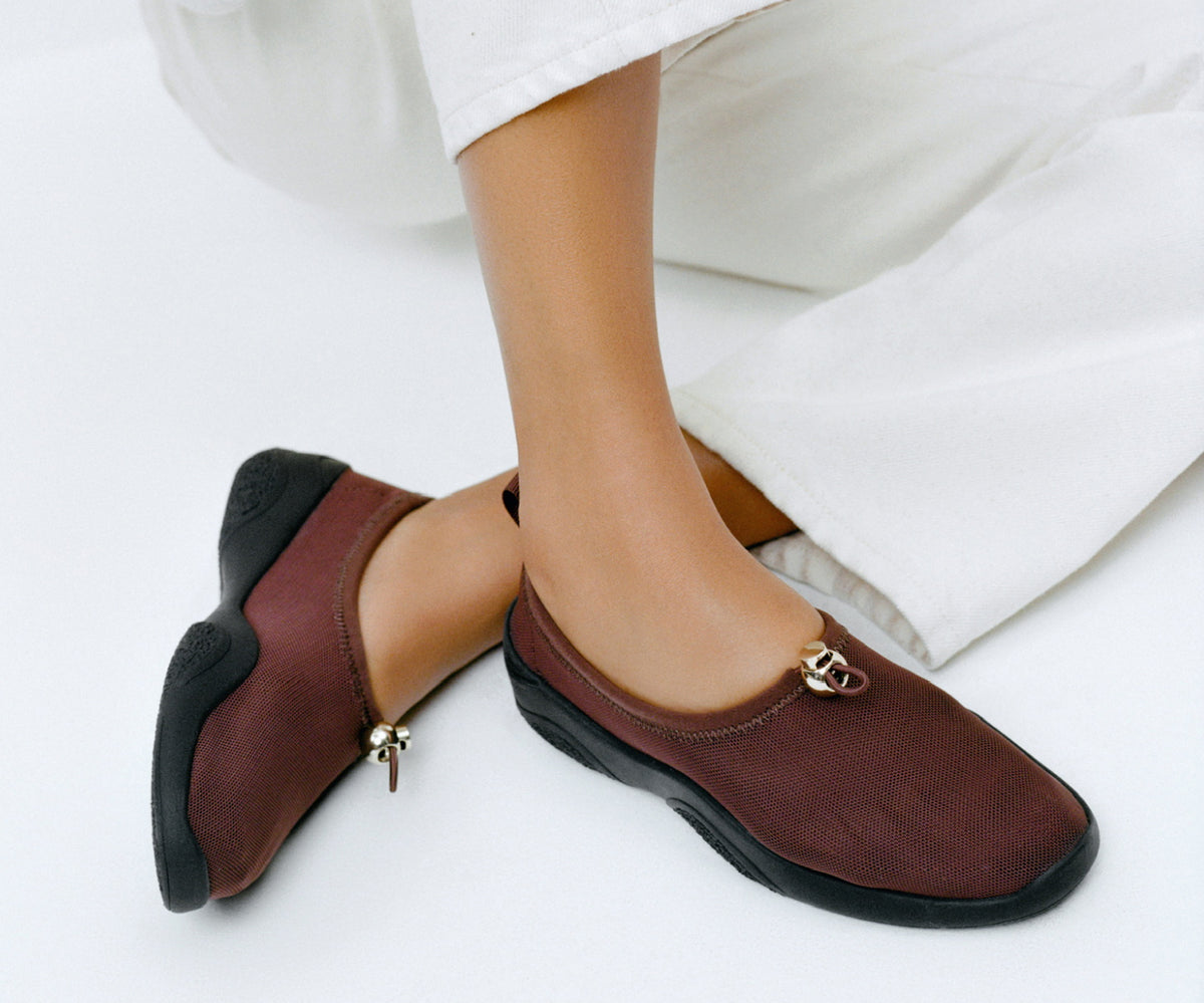 Raina Dark Brown Mesh Flat - Loeffler Randall