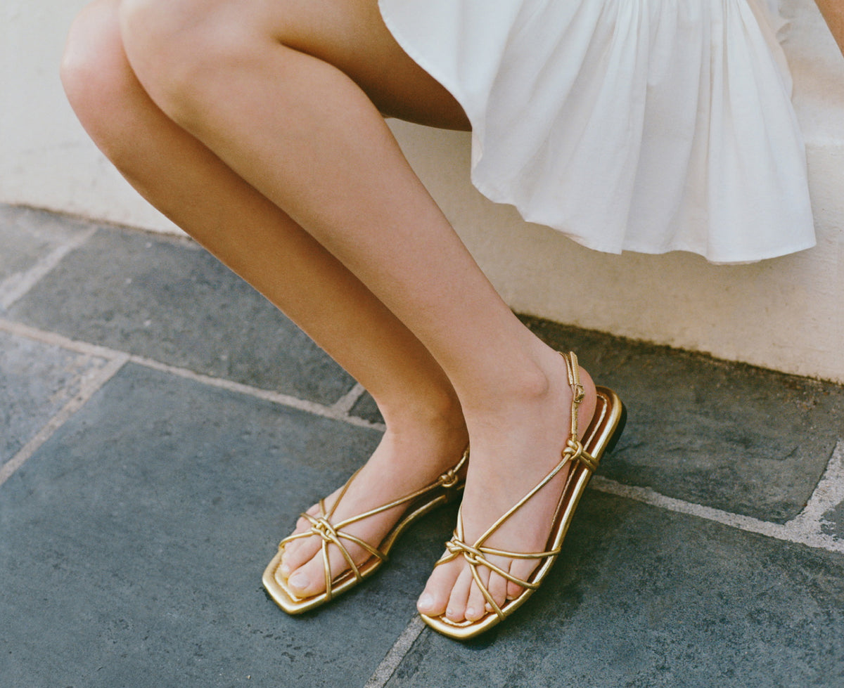 Karly Gold Leather Strappy Sandal - Loeffler Randall