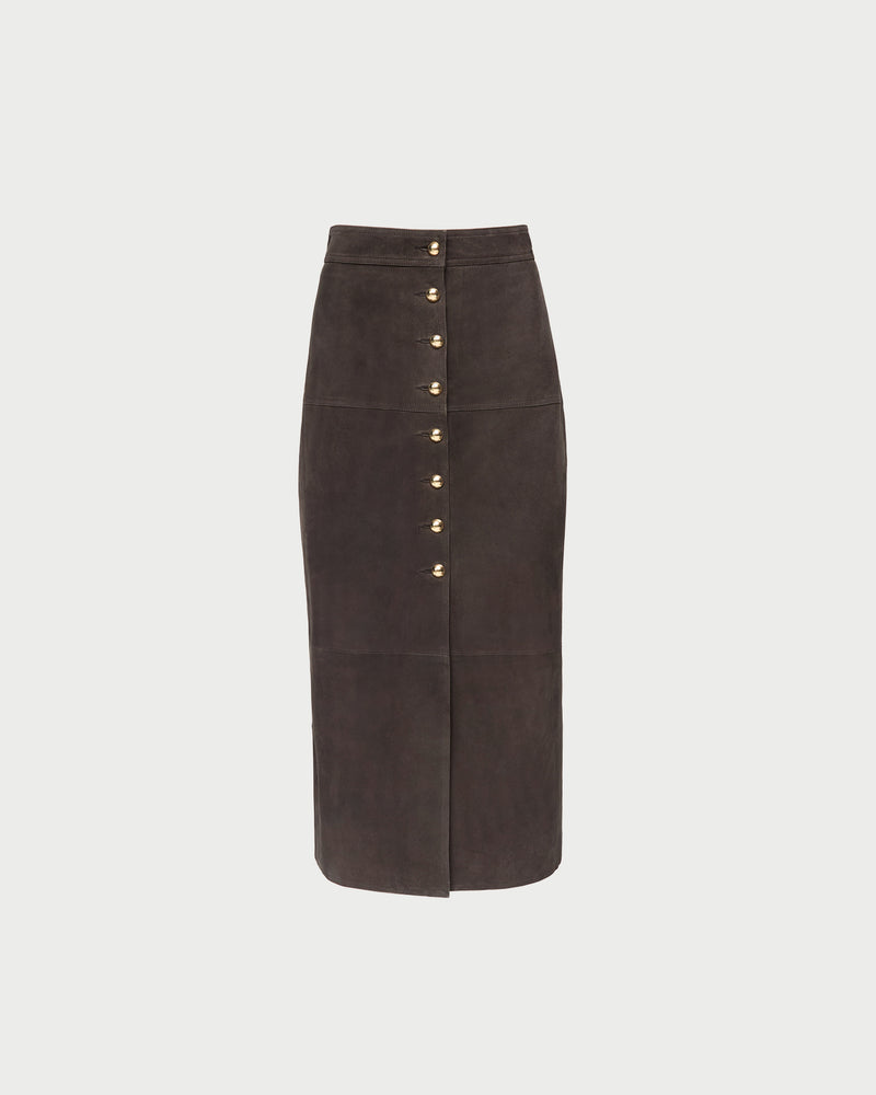 Tansy Suede Skirt in brown suede.