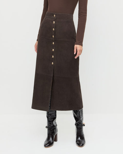 Leticia Rib-suede ブラウン Tansy Espresso Suede Skirt | Skirts | Apparel