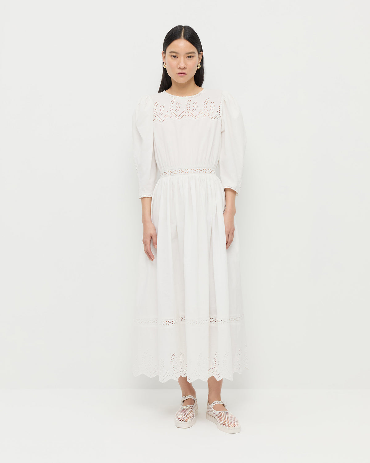 Thelma Eyelet Dress in cream cotton