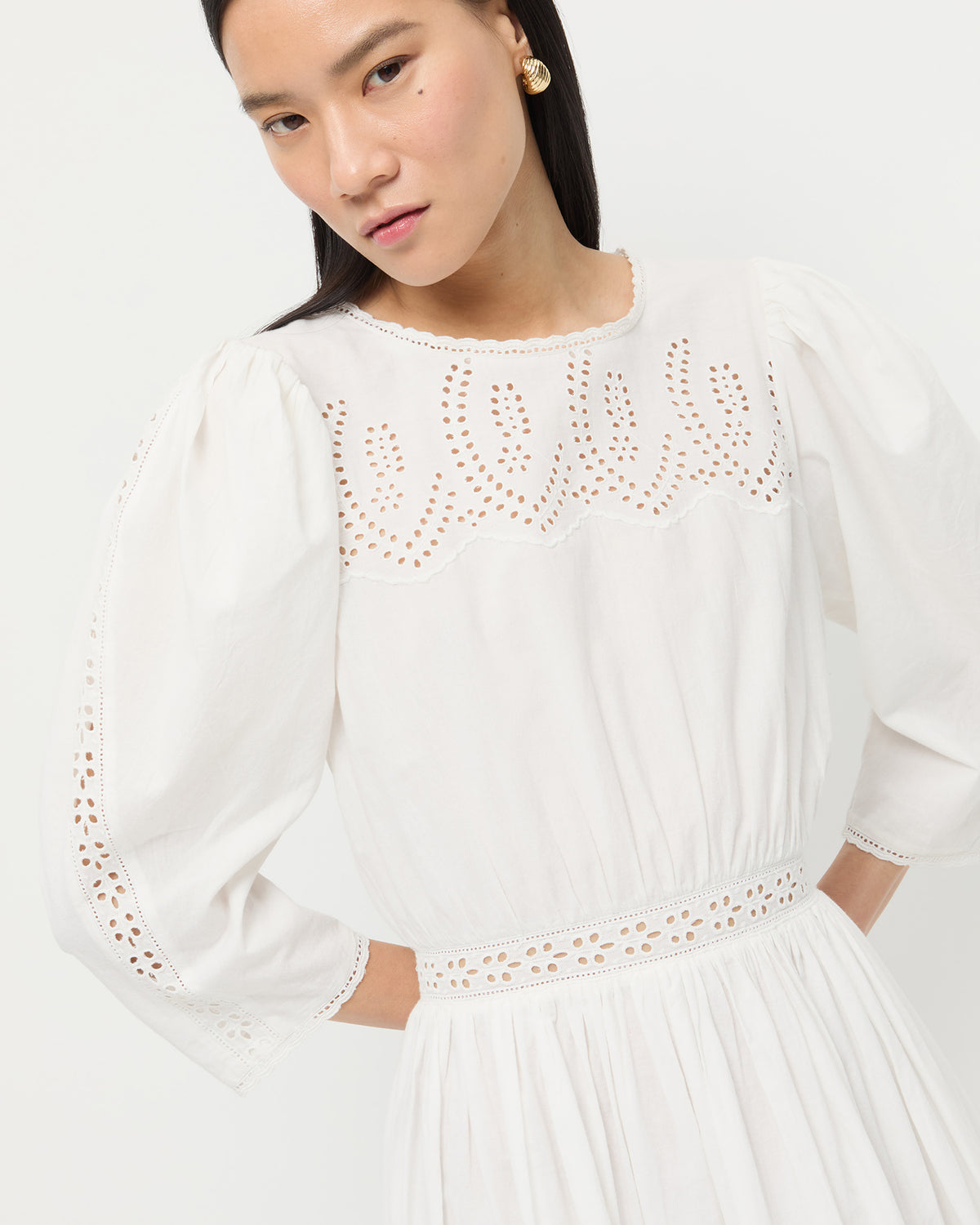 Thelma Eyelet Dress in cream cotton