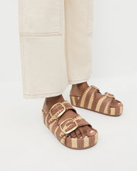 Theo Brown/Natural Two-Band Sandal