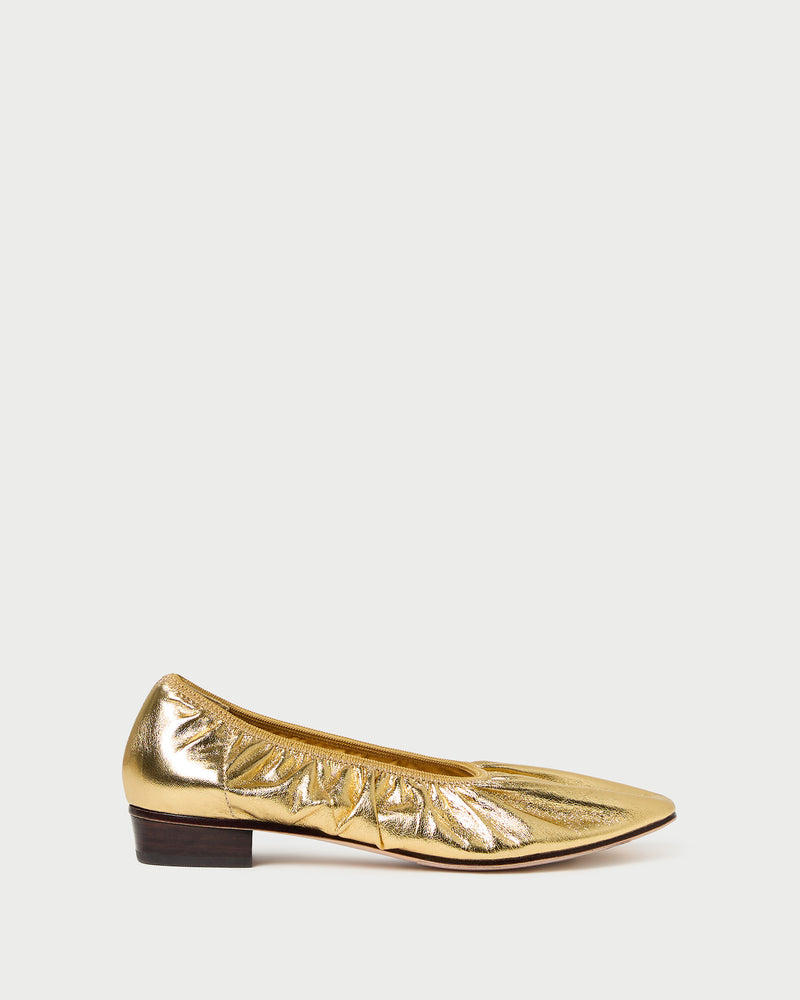 Tove Gold Leather Ballet Pump in gold leather.