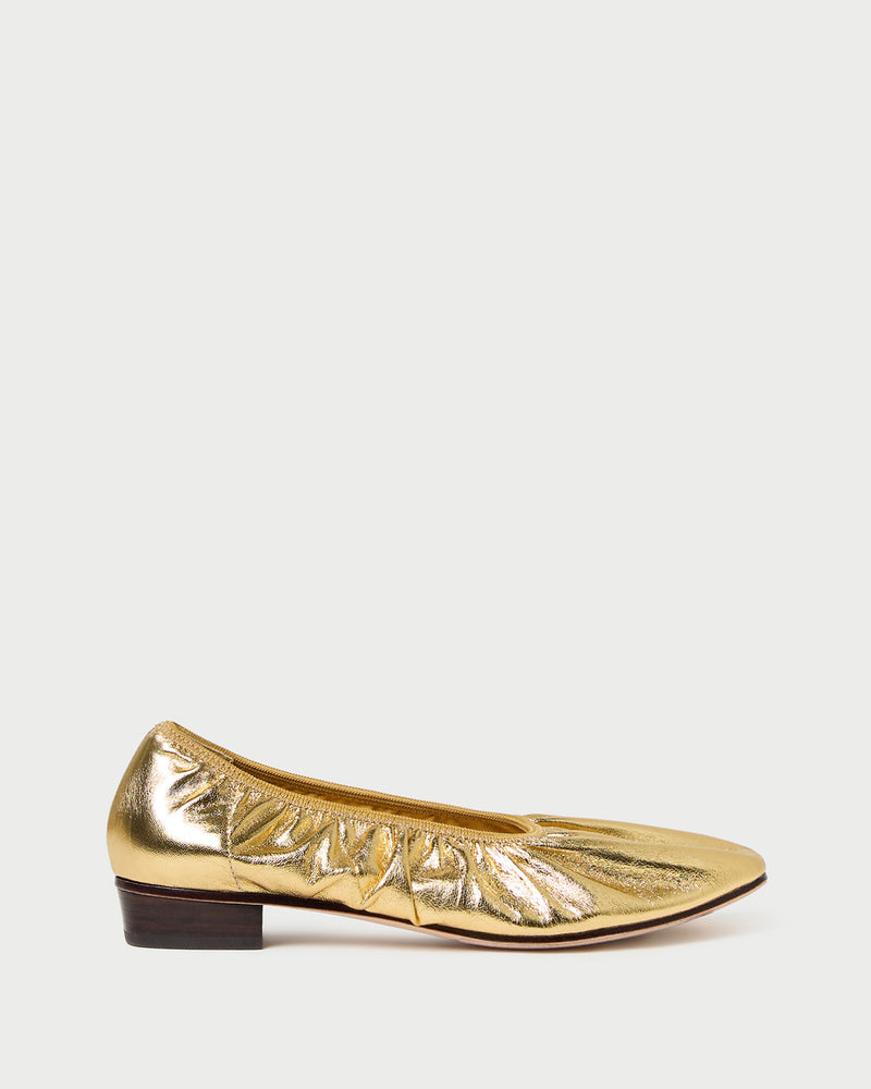 Tove Gold Leather Ballet Pump in gold leather.