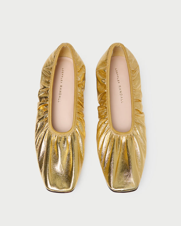 Tove Gold Leather Ballet Pump in gold leather.