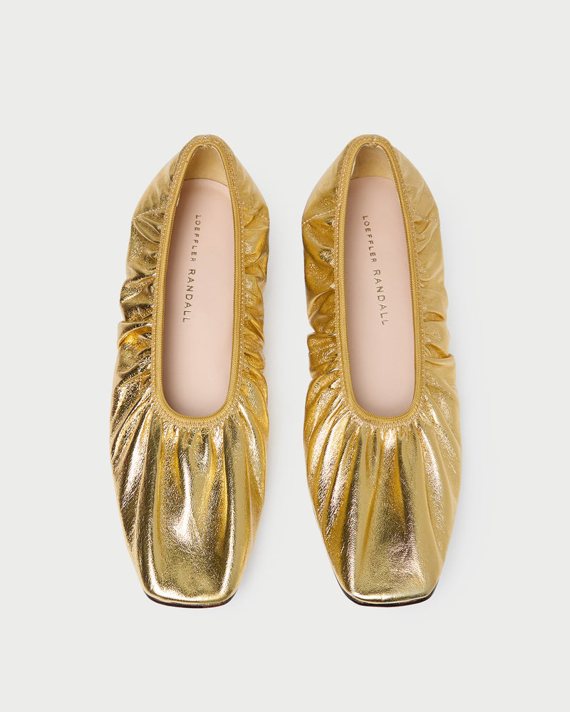 Tove Gold Leather Ballet Pump in gold leather.