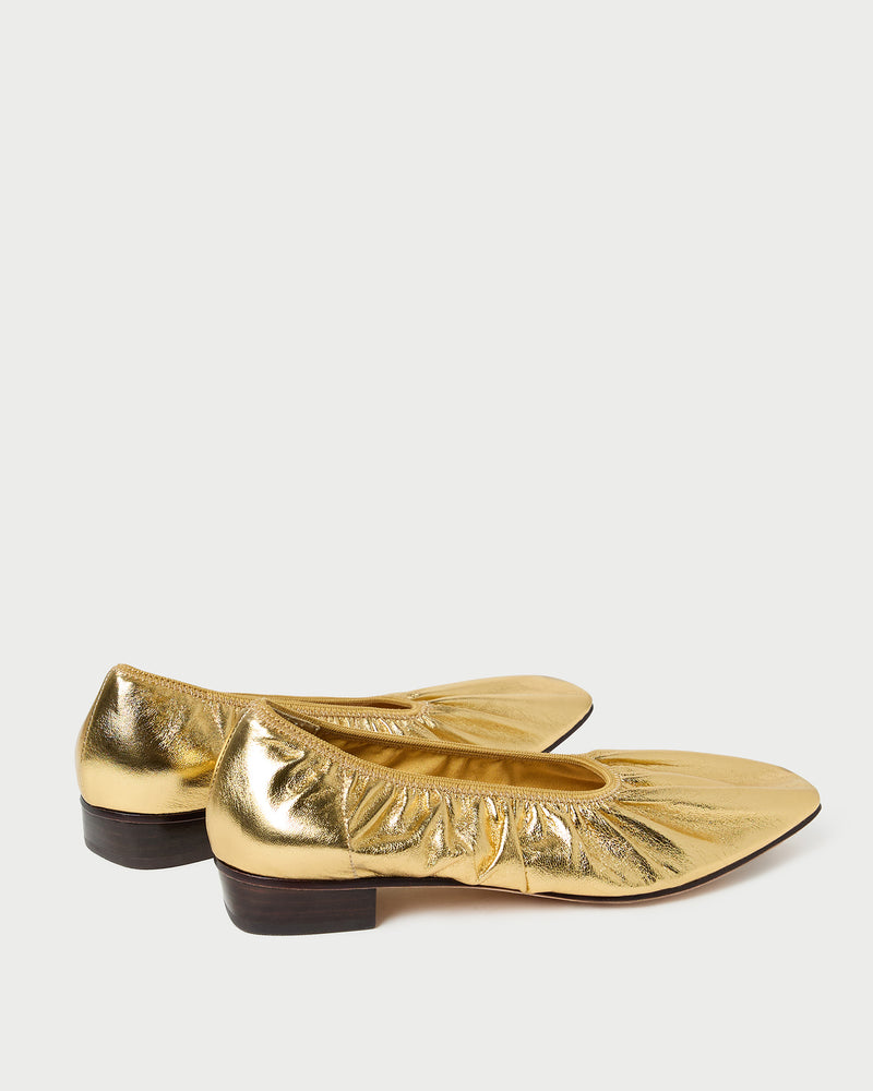 Tove Gold Leather Ballet Pump in gold leather.