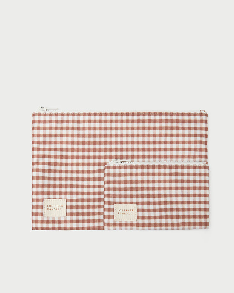 Tracy Brown Gingham Nylon Pouch Set