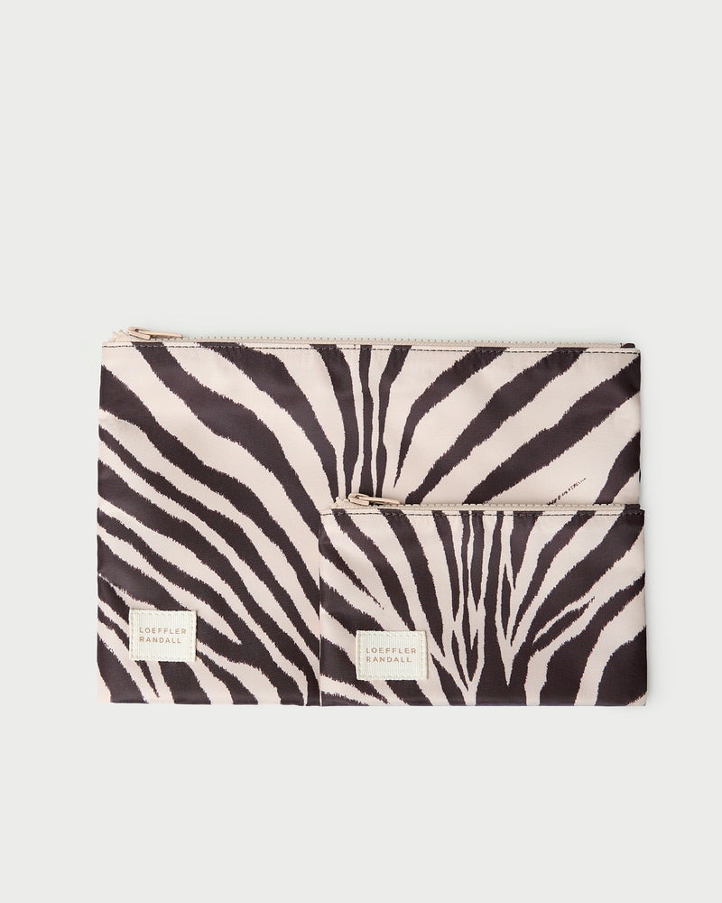 Tracy Zebra Nylon Pouch Set